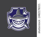 mascot logo hammerhead shark good for e-sport, sport, community logo