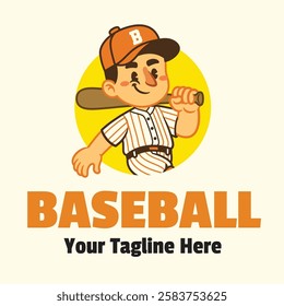 Mascot Logo of Happy Baseball Player