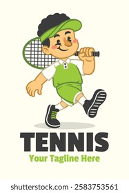 Mascot Logo of Happy Tennis Player