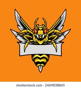 Mascot Logo Hornet Bee Vector Illustration Design