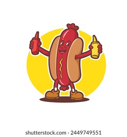 mascot logo hotdog good for brand and branding
