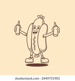 mascot logo hotdog with retro style good for branding