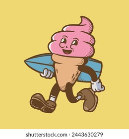 mascot logo ice cream with retro style good for brand design