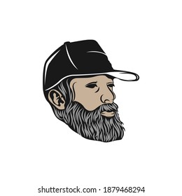 Mascot logo illustration of a beard man.EPS 10