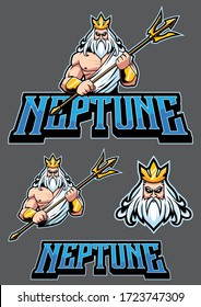 Mascot or logo illustration of the sea god Neptune.