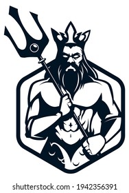 Mascot or logo illustration of the sea god Poseidon.