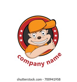 The mascot logo of the monkey was wearing his hat and wagging his thumb to say okay