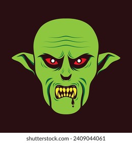 mascot logo  monster head  scary  goblin  vector icon symbol illustration design