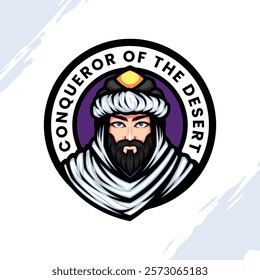 Mascot Logo Portrait of an Old Bearded Man who Conquered the Desert