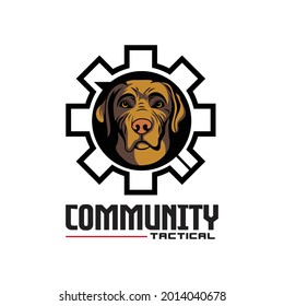 mascot logo in the shape of a dog's head, which is very suitable as a dog pet shop company