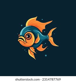 Mascot logo in the shape of a goldfish for a fish food products company