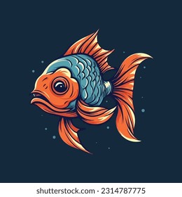 Mascot logo in the shape of a goldfish for a fish food products company
