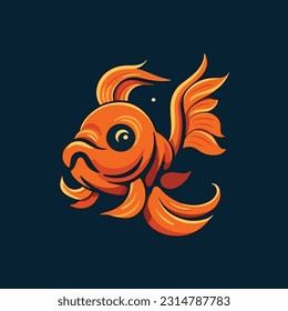 Mascot logo in the shape of a goldfish for a fish food products company