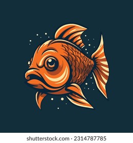 Mascot logo in the shape of a goldfish for a fish food products company