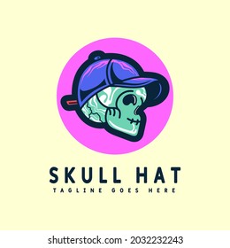 mascot logo skull hat brand illustration