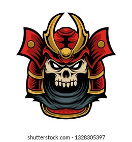 Mascot logo skull samurai
