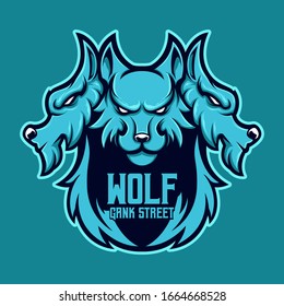 mascot logo three wolf head