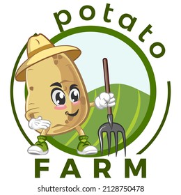 Mascot logo vector, cartoon and cute potato illustration farmland