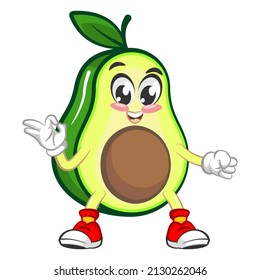 Mascot logo vector, cartoon and cute avocado illustration are having fun