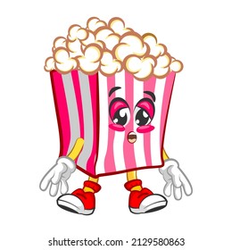 Mascot logo vector, cartoon and illustration of cute popcorn being tired