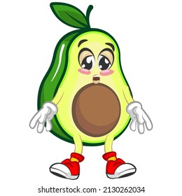 Mascot logo vector, cartoon and illustration cute avocado is tired