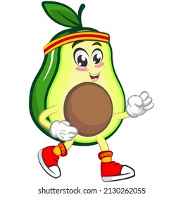 Mascot logo vector, cartoon and illustration of cute avocado jogging