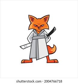 mascot logo vector fox warrior with sword