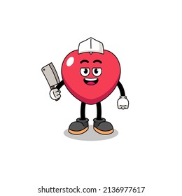 Mascot of love as a butcher , character design