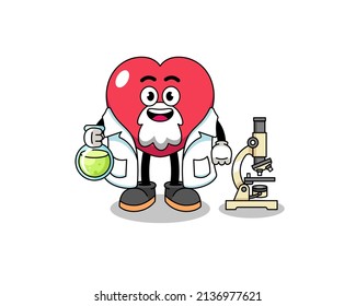 Mascot of love as a scientist , character design