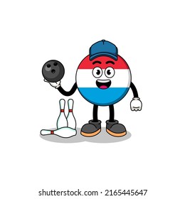 Mascot of luxembourg as a bowling player , character design
