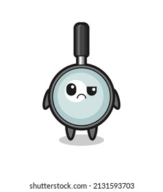 the mascot of the magnifying glass with sceptical face , cute style design for t shirt, sticker, logo element