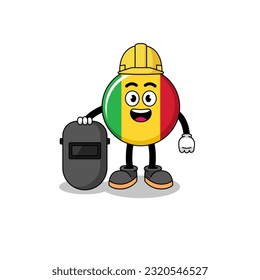 Mascot of mali flag as a welder , character design