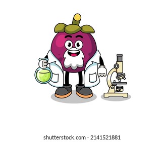 Mascot of mangosteen as a scientist , character design