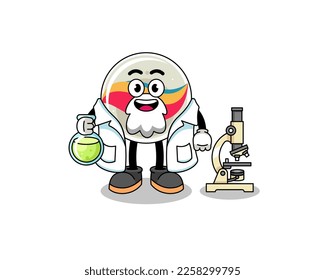 Mascot of marble toy as a scientist , character design