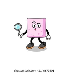 Mascot of marshmallow searching , character design