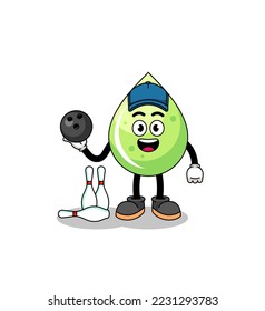 Mascot of melon juice as a bowling player , character design