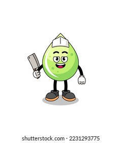 Mascot of melon juice as a butcher , character design