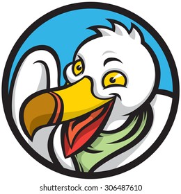 mascot merry happy seagull - vector drawing template logo in the circle