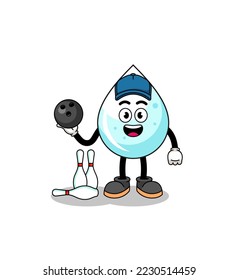 Mascot of milk drop as a bowling player , character design
