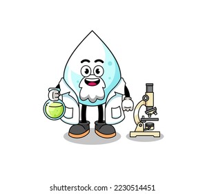 Mascot of milk drop as a scientist , character design