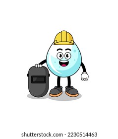 Mascot of milk drop as a welder , character design