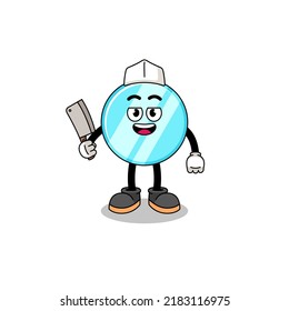 Mascot of mirror as a butcher , character design