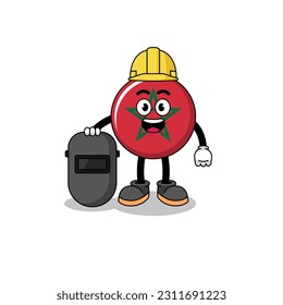 Mascot of morocco flag as a welder , character design