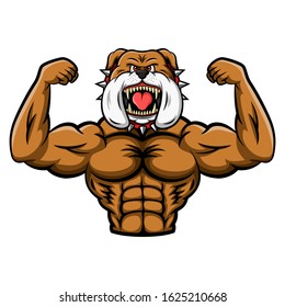 Mascot muscular bulldog a very strong. Vector illustration