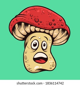 Mascot of Mushroom with Happy Expression