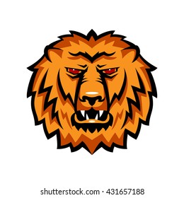 Mascot the muzzle of a lion. Talisman college sports teams, school logo.