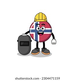 Mascot of norway flag as a welder , character design