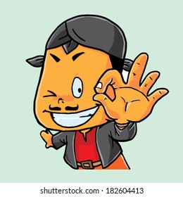 Mascot With OK Gesture