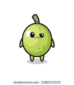 the mascot of the olive with sceptical face , cute style design for t shirt, sticker, logo element