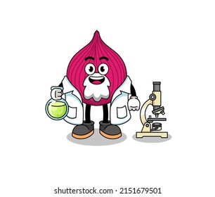 Mascot of onion red as a scientist , character design